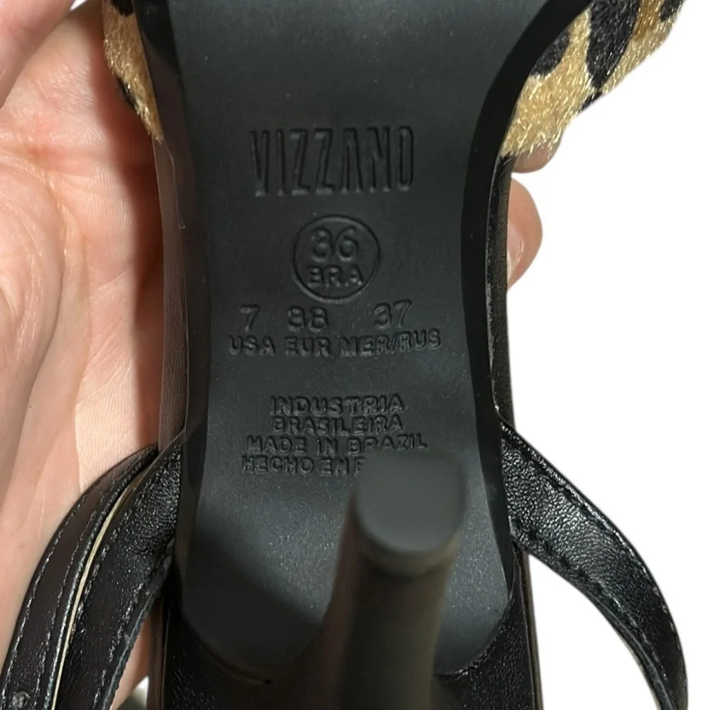 Vizzano Leopard Print Ankle‎ Strap Heels Pointed Toe Buckle Women Size 7 NWOT - Picture 8 of 11